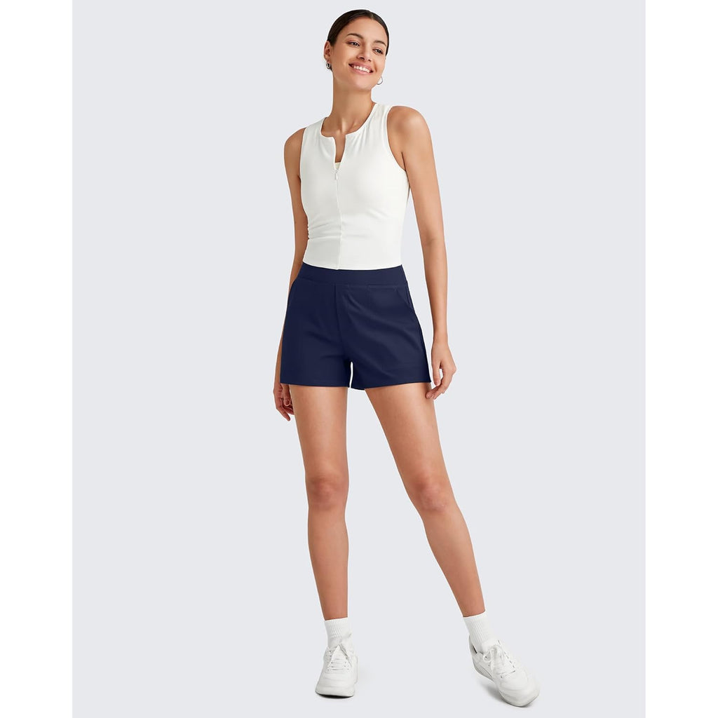 ShiftReady 3" Dress Shorts for Women High Waisted Trouser Shorts Tailored Trendy Casual Ladies Short with Pockets