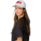 C.C Baseball Cap for Unisex American Flag-white