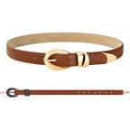 Belts for Women with Gold Buckle – Adjustable Black leather Belt for Jeans, Dress, Pants