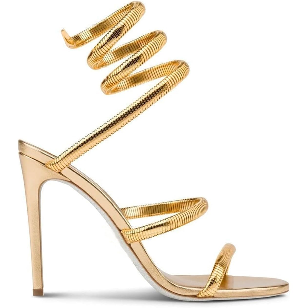 Perixir Gold Heels For Women, High Heels With Spiral, 4.17" Stiletto Heeled Sandals For Dressy Women, Lace Up Sandals Comfortable Slingback Sandal