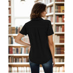 Women's Polo Shirts Collared Work Tops Short Sleeve Business Casual Dressy Blouses Summer Tops with Pocket
