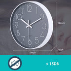 Wall Clock 12 Inch Non-Ticking Silent Battery Operated Round Wall Clock Modern Elegant Simple Style Clock For Home Office Kitchen Bedroom Living Room