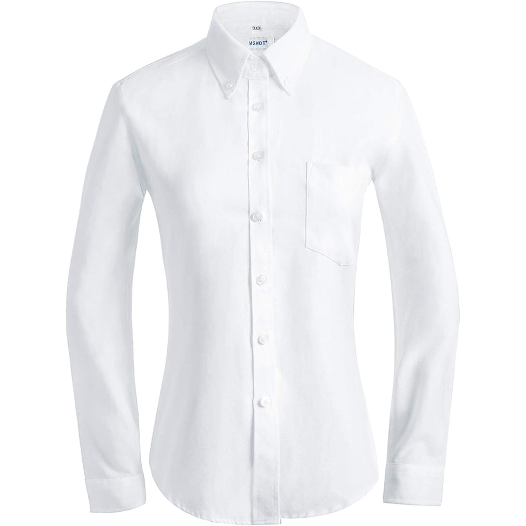 Button Down Shirt Women Long Sleeve Blouse Oxford Shirt Classic-Fit Cotton Tops Wrinkle Resistant (2Xs-3Xl)