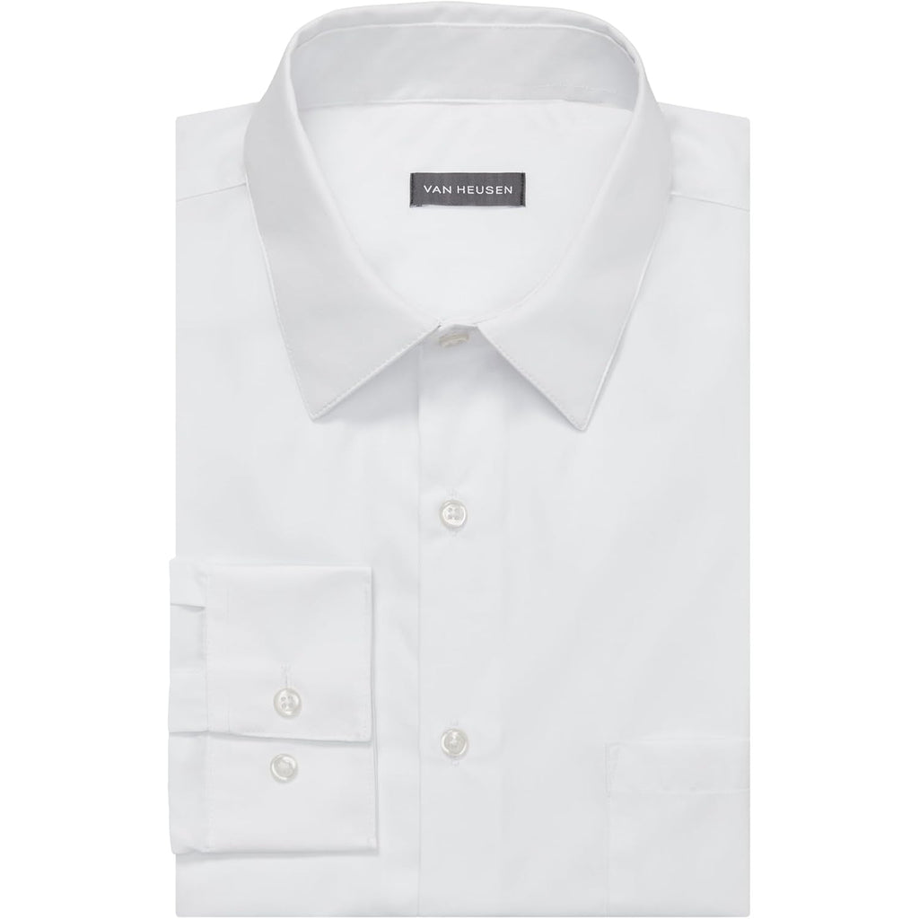 Van Heusen Mens Dress Shirt Regular Fit Poplin Solid