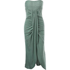 Chicme Women'S Strapless Maxi Bodycon Dresses Wrap Asymmetrical Beach Maxi Long Dress Beach Sunset Dress