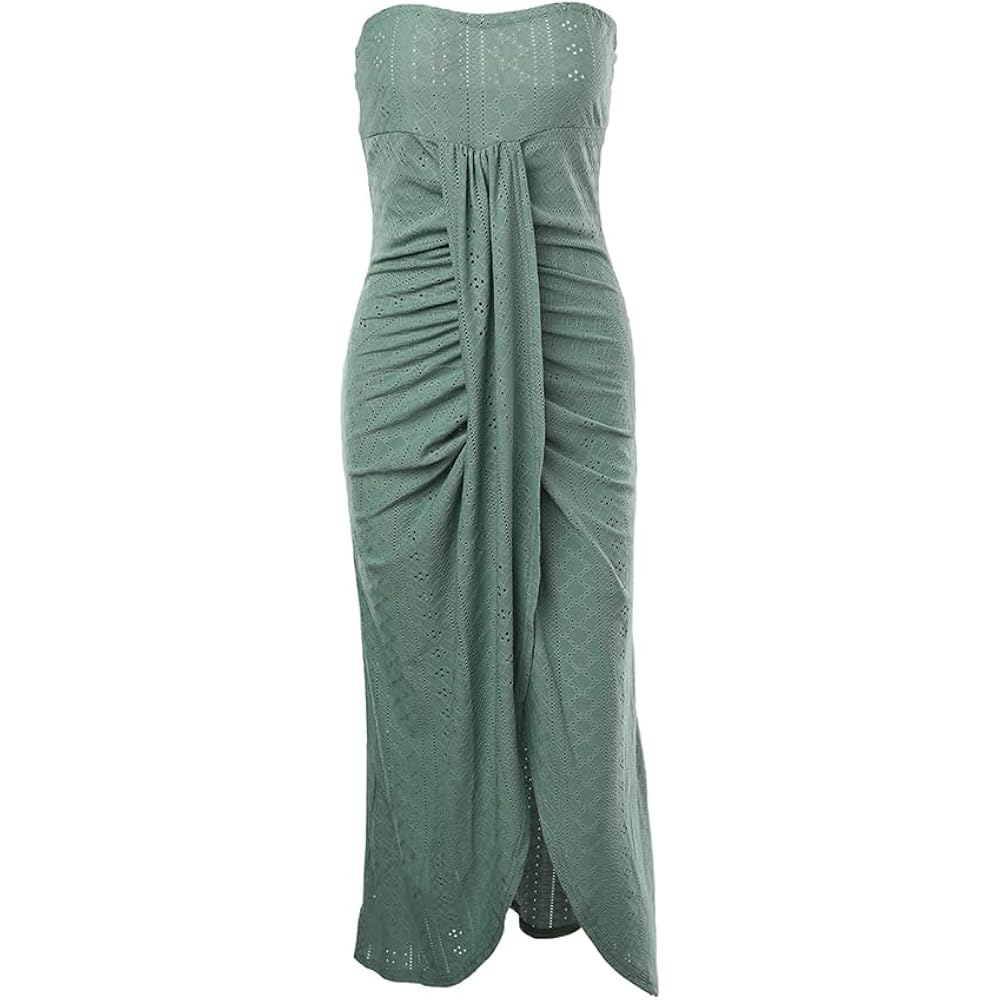 Chicme Women'S Strapless Maxi Bodycon Dresses Wrap Asymmetrical Beach Maxi Long Dress Beach Sunset Dress