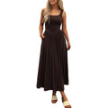 Mieazom Women'S Summer Maxi Dress 2026 - Sleeveless Square Neck Casual Beach Sundress With Pockets, Flowy Patchwork Knit
