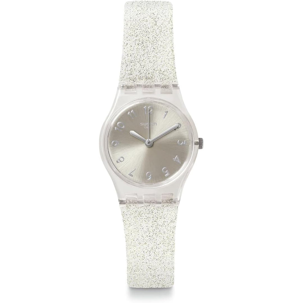 Swatch Lady Women'S Watch Casual Polymer Transparent Quartz Waterproof Silver Glistar Too