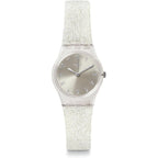 Swatch Lady Women'S Watch Casual Polymer Transparent Quartz Waterproof Silver Glistar Too