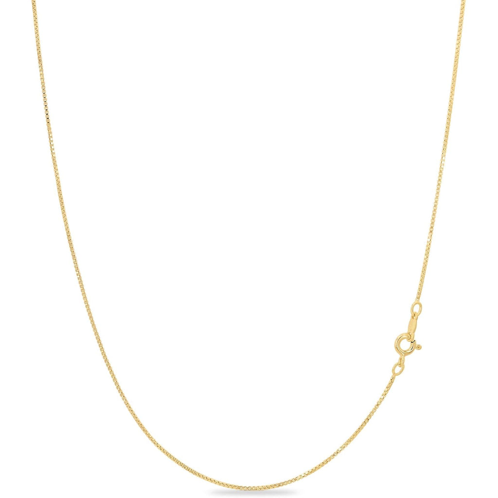 KEZEF 18K Gold Plated 925 Sterling Silver Box Chain Necklace for Women, 1mm Thin & Sturdy Italian Chain Necklace, Rose Gold & Silver Available, 15/16/18/20/22/24/30 Inch