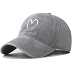 Women's Vintage Washed Baseball Cap Adjustable Cute Heart Graphic Cotton Dad Hat