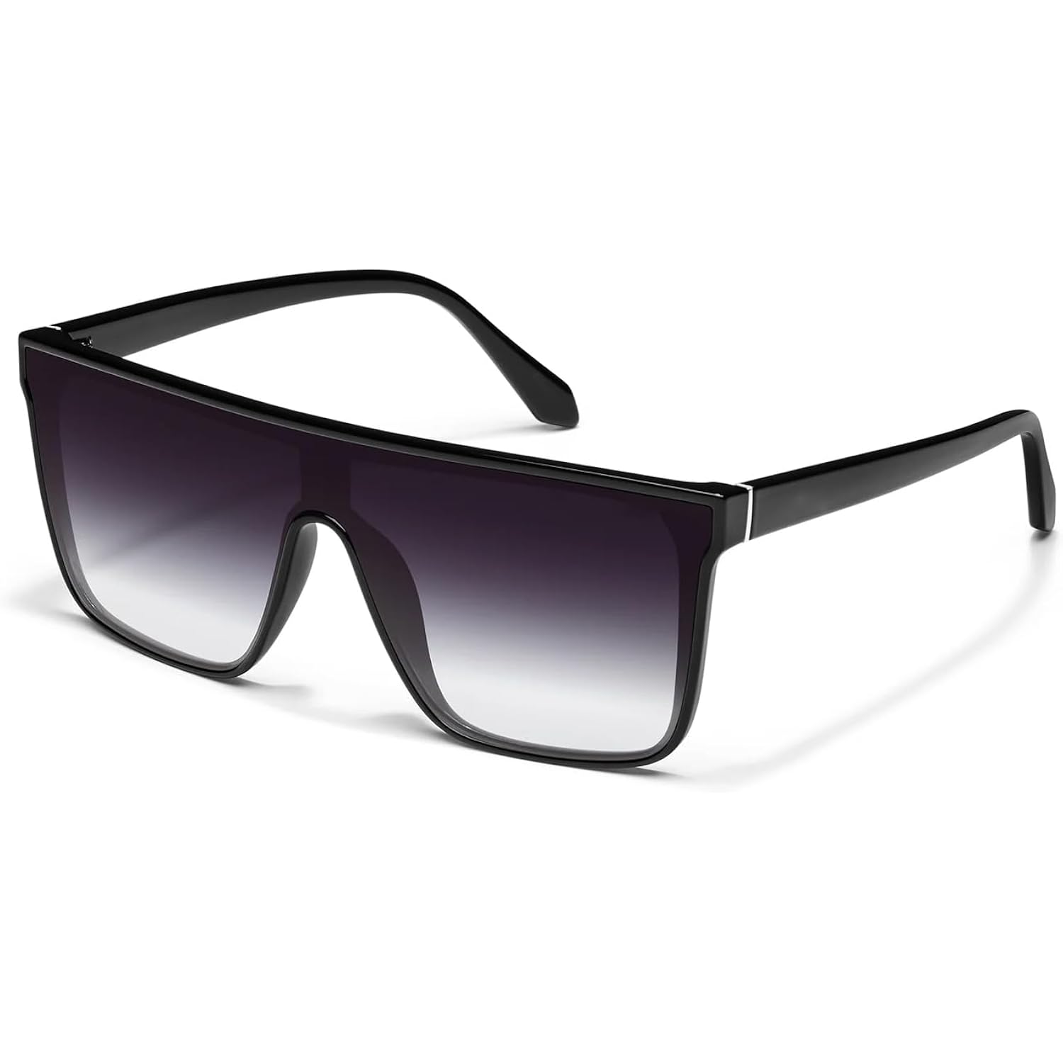 Luxury Square Sunglasses for Women Men Unisex Lightweight Trendy Flat Top Sun Glasses Shades Black/Faded Grey