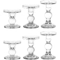 6-Piece Set of Glass Candlestick, Crystal Candlestick Holder Holder and Conical Candle, Christmas Candle Holder Decoration, Family Living Room Wedding Candle Holder (Clear 2sets)