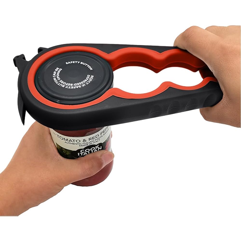 Otstar Jar Opener Bottle Opener And Can Opener For Weak Hands, Seniors With Arthritis And Anyone With Low Strength, Mutil Jar Opener Get Lids Off Easily (Black And Red)
