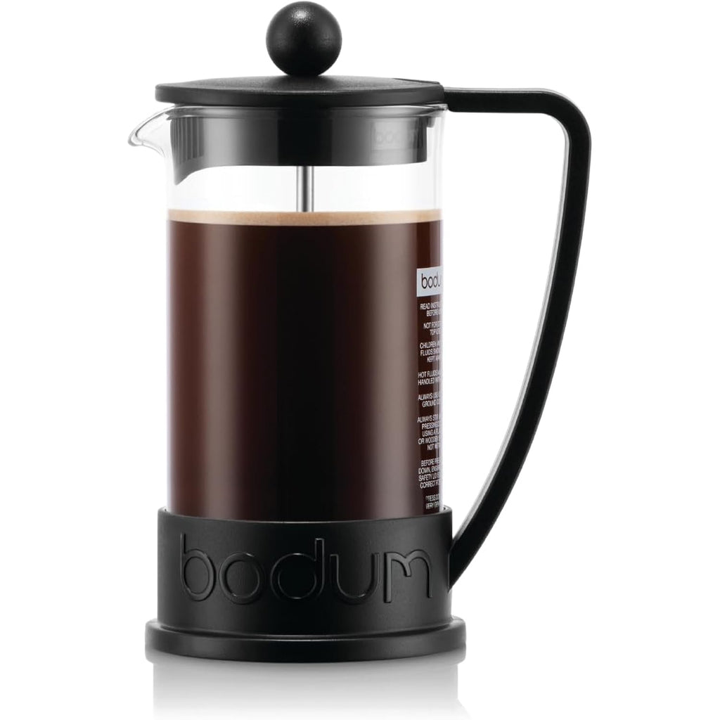 Bodum 12oz Brazil French Press Coffee Maker, High-Heat Borosilicate Glass, Black - Made in Portugal