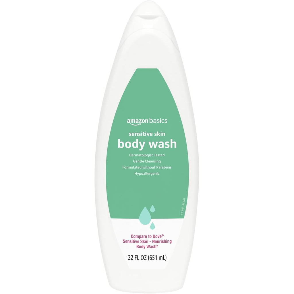 Amazon Basics Hypoallergenic Body Wash For Sensitive Skin, Creamy Lather, Paraben Free, 22 Fl Oz (1-Pack)