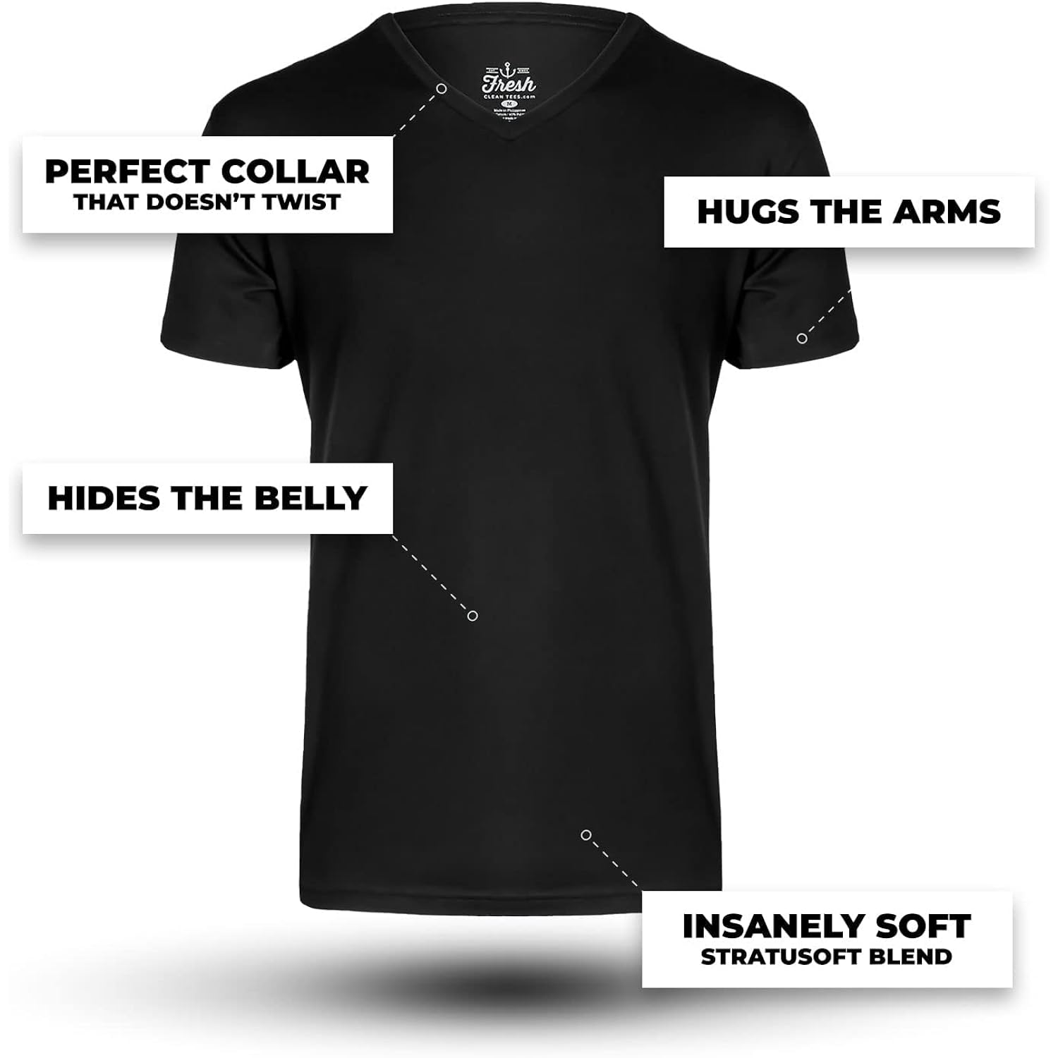Fresh Clean Threads Men'S T-Shirts V Neck Premium Basic Short Sleeve Tees - Fitted Style, Ultra Soft, Tag-Free Comfort