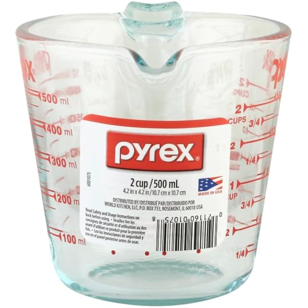Pyrex Prepware 6001075 Measuring Cup, Red Graphics, Clear