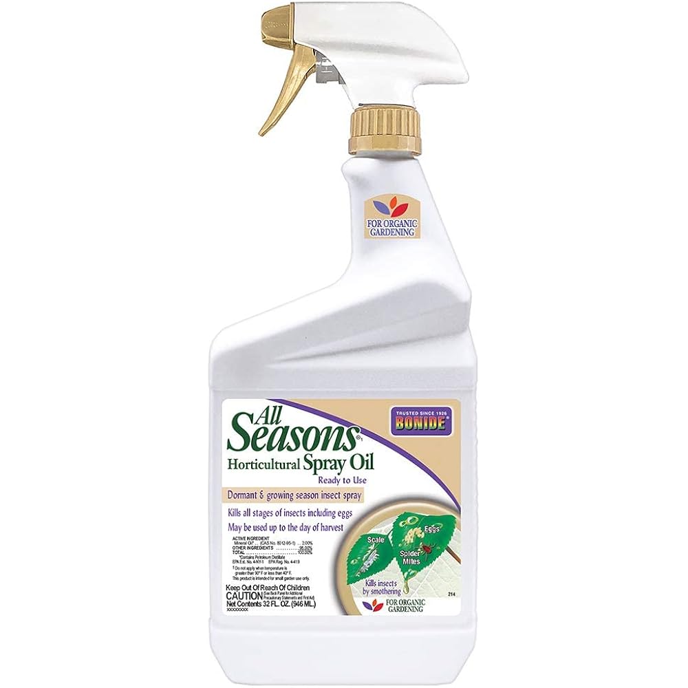 Bonide All Seasons Horticultural & Dormant Spray Oil, 32 Oz | Ready-To-Use Spray, Disease Prevention, Insect Killer, For Organic Gardening