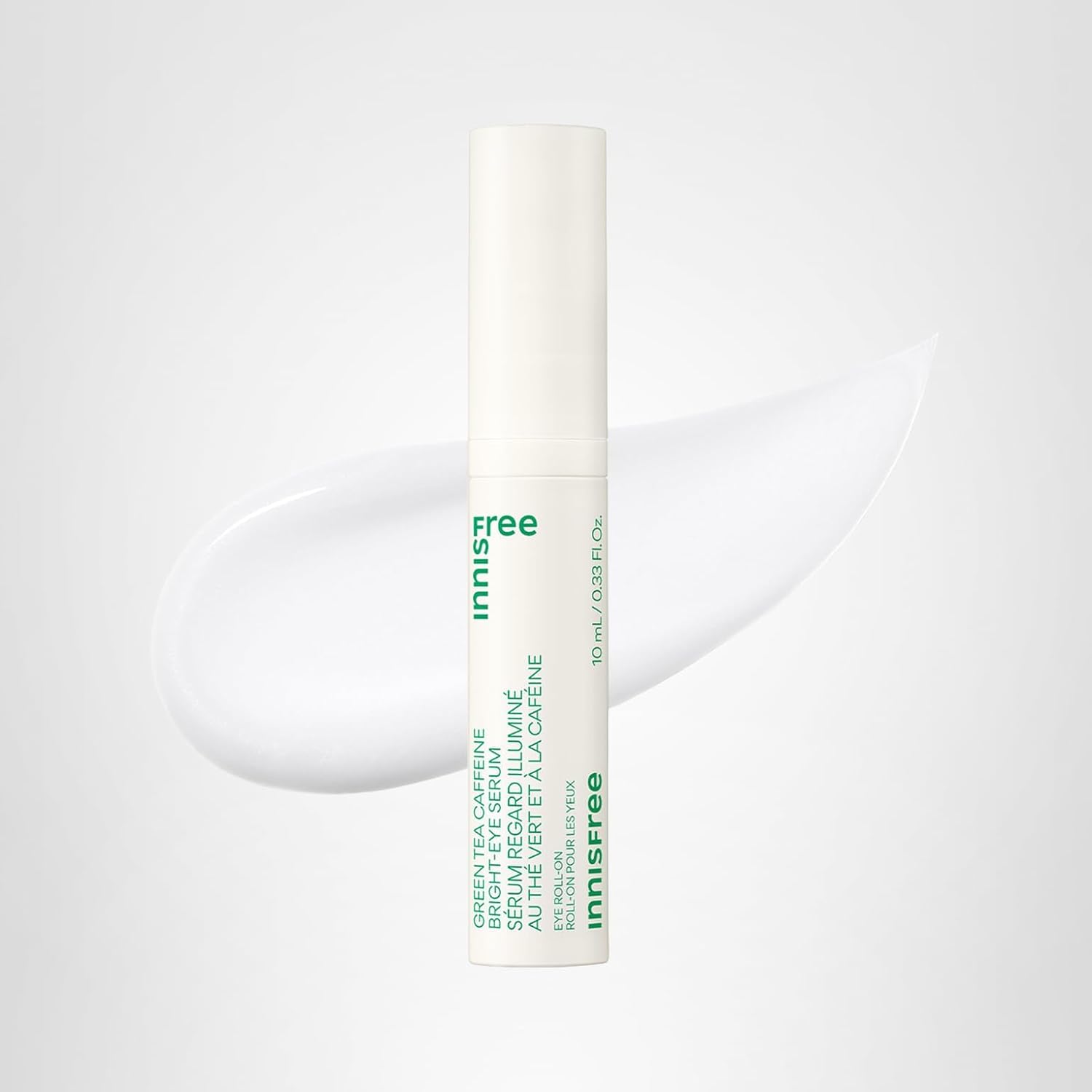 Innisfree Green Tea Caffeine Depuffing Eye Serum With Niacinamide, Cooling Korean Eye Roll-On For Hydration And Brightening