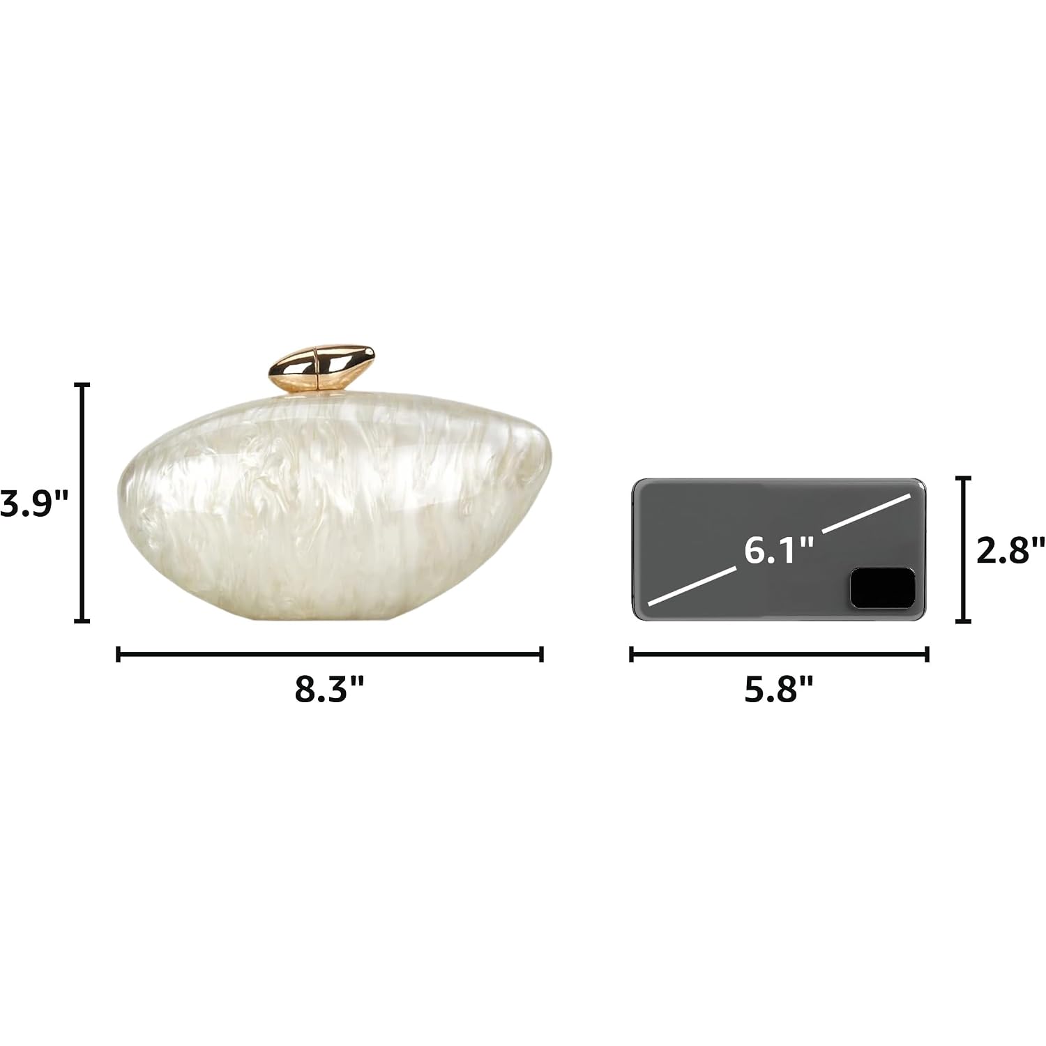Shell Shape Acrylic Clutch Trendy Metallic Acrylic Evening Bag Shiny Egg Purses And Handbags For Women Wedding Party