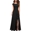 Mushare Women'S Cocktail Dresses With Pockets Ruffled Sexy Split Party Long Formal Dress