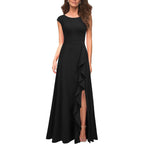 Mushare Women'S Cocktail Dresses With Pockets Ruffled Sexy Split Party Long Formal Dress