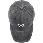 YuMENo Women's Heart Embroidered Baseball Cap Vintage Washed Cotton Adjustable Low Profile Dad Hats