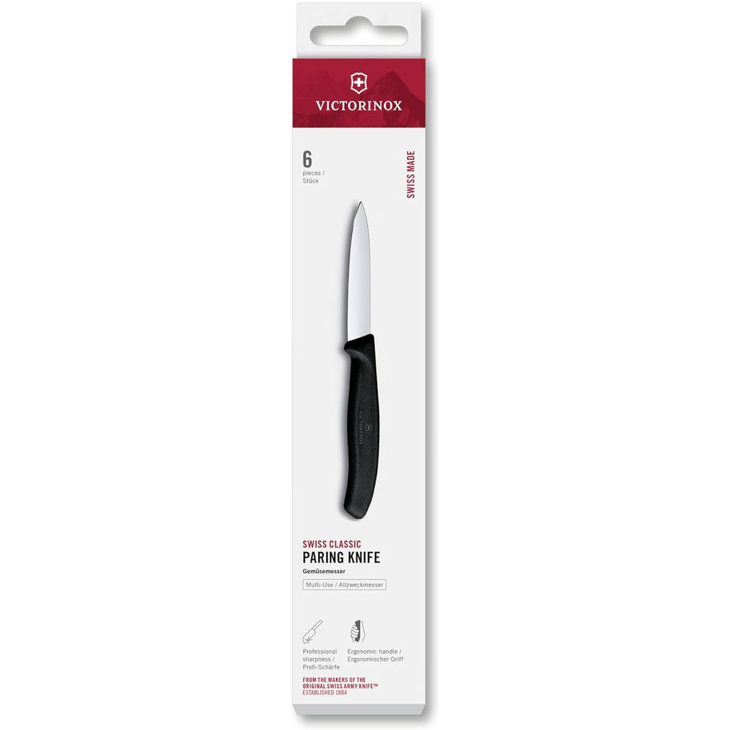 Victorinox 3.25 Inch Swiss Classic Paring Knife with Straight Edge, Spear Point, Black