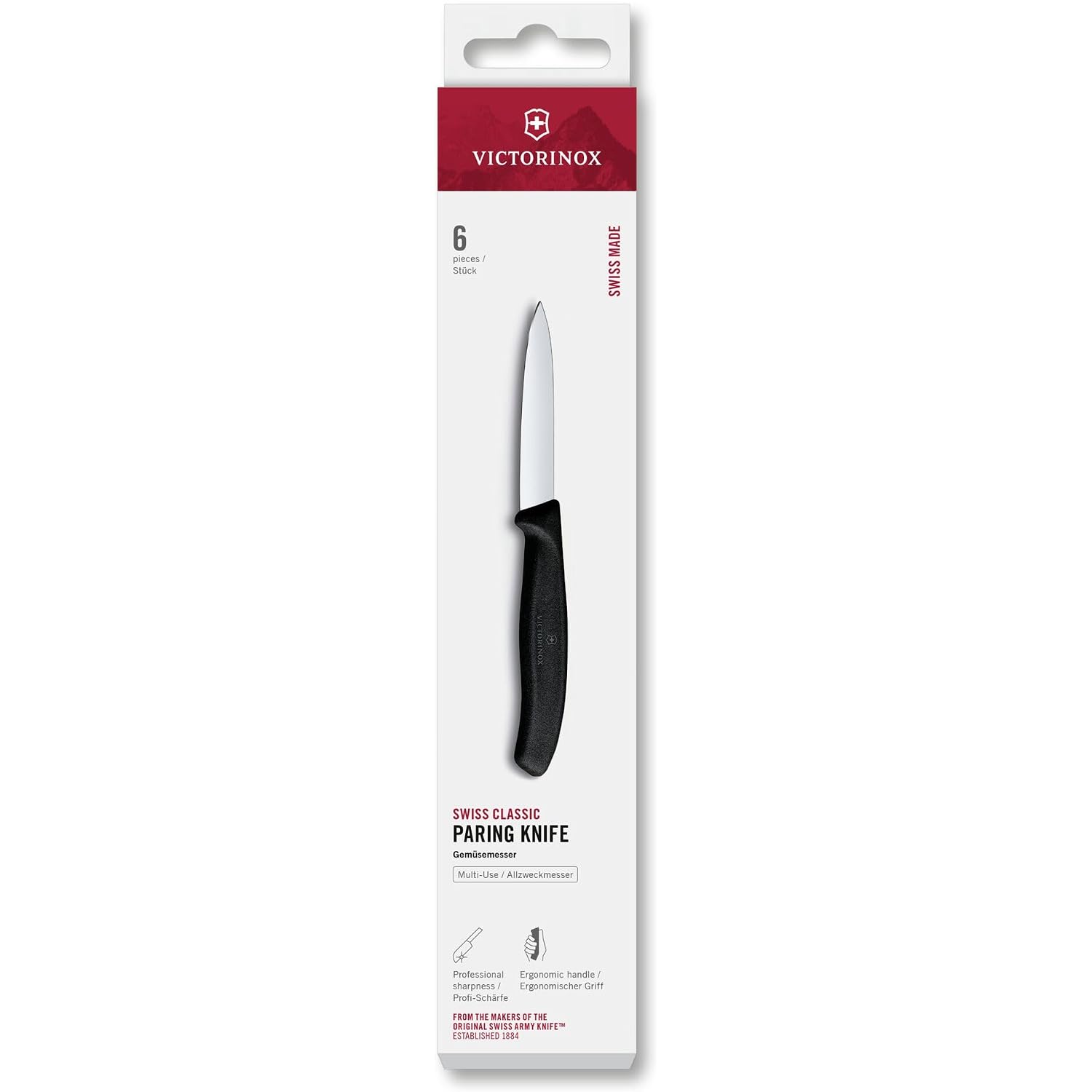 Victorinox Swiss Classic 3.25" Paring Knife, Straight Edge Spear Point | Indispensable Vegetable Knife With A Black Ergonomic Non-Slip Handle, Nsf Approved And Dishwasher Safe Kitchen Cutlery
