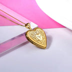 PicturesOnGold.com 14K Gold Filled Floral Heart Photo Locket with Diamond - 3/4 inch x 3/4 inch - Includes 18 inch Chain