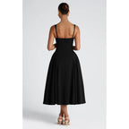 Memoriesea Women'S Elegant Square Neck Swing A Line Wedding Evening Party Midi Dress