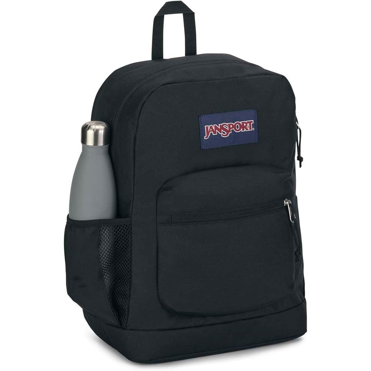 Jansport Cross Town Plus Backpack - Large Main Compartment, Side Water Bottle Pocket, 15-Inch Padded Laptop Sleeve - Black
