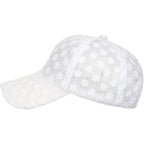 Women's Lace Small Flower Baseball Caps Adjustable Hollow Lace Hat Summer Cap Visor Cap White