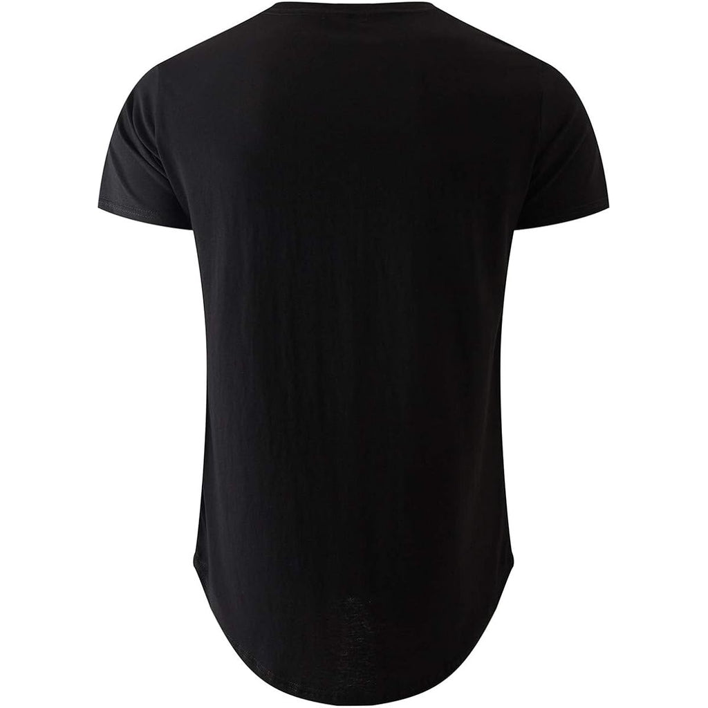 Kliegou Men'S 100 Percent Cotton Hipster Longline T-Shirt, Curved Hem Crewneck Tee, Pre-Washed Fabric For Soft Comfort
