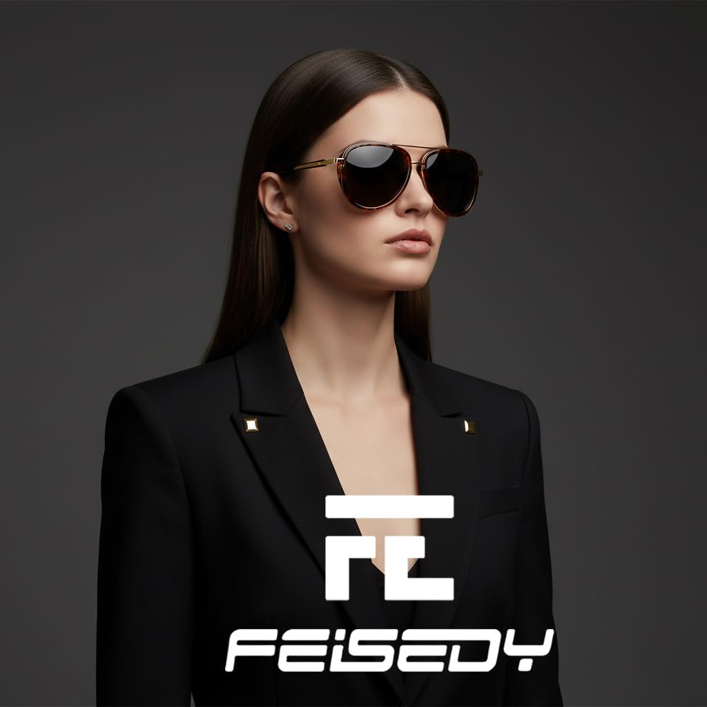 FEISEDY Retro Polarized Aviator Sunglasses for Women Men Vintage Square Sunglass With Classic Style B0259
