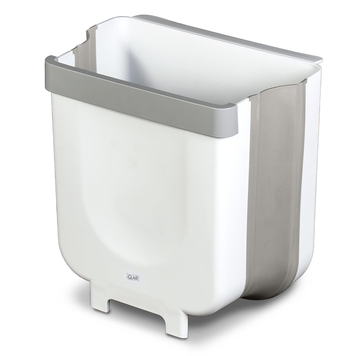Glad Roomate Collapsible Waste Bin | Compact Travel Trash Can With Space-Saving Expandable Design | Indoor And Outdoor Disposal Basket, 2 Gallon, White