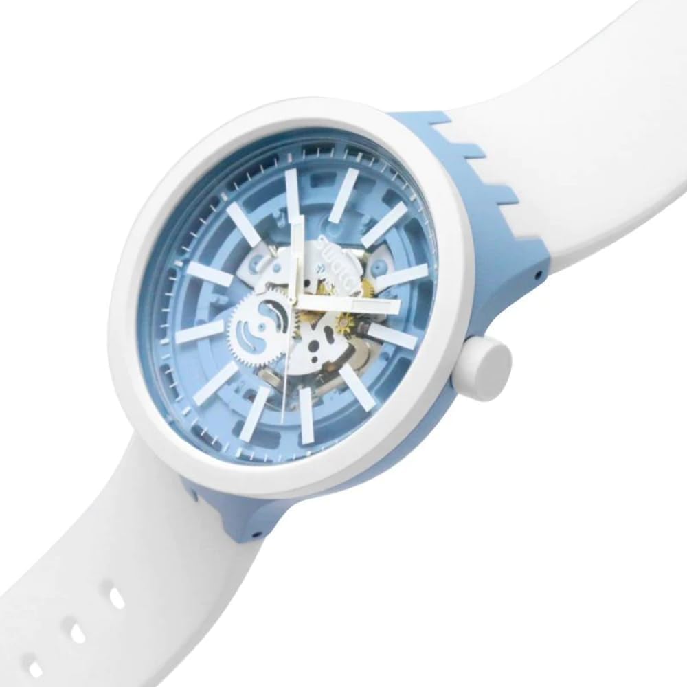 Swatch Big Bold Bioceramic Lacquered Unisex Watch Casual Plastic White Automatic Waterproof Whice