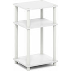 Furinno Turn-N-Tube Side Table, 3-Tier End Table With Open Shelf, Toolless Assembly Night Stand, Bedside Table, For Living Room, Bedroom, White