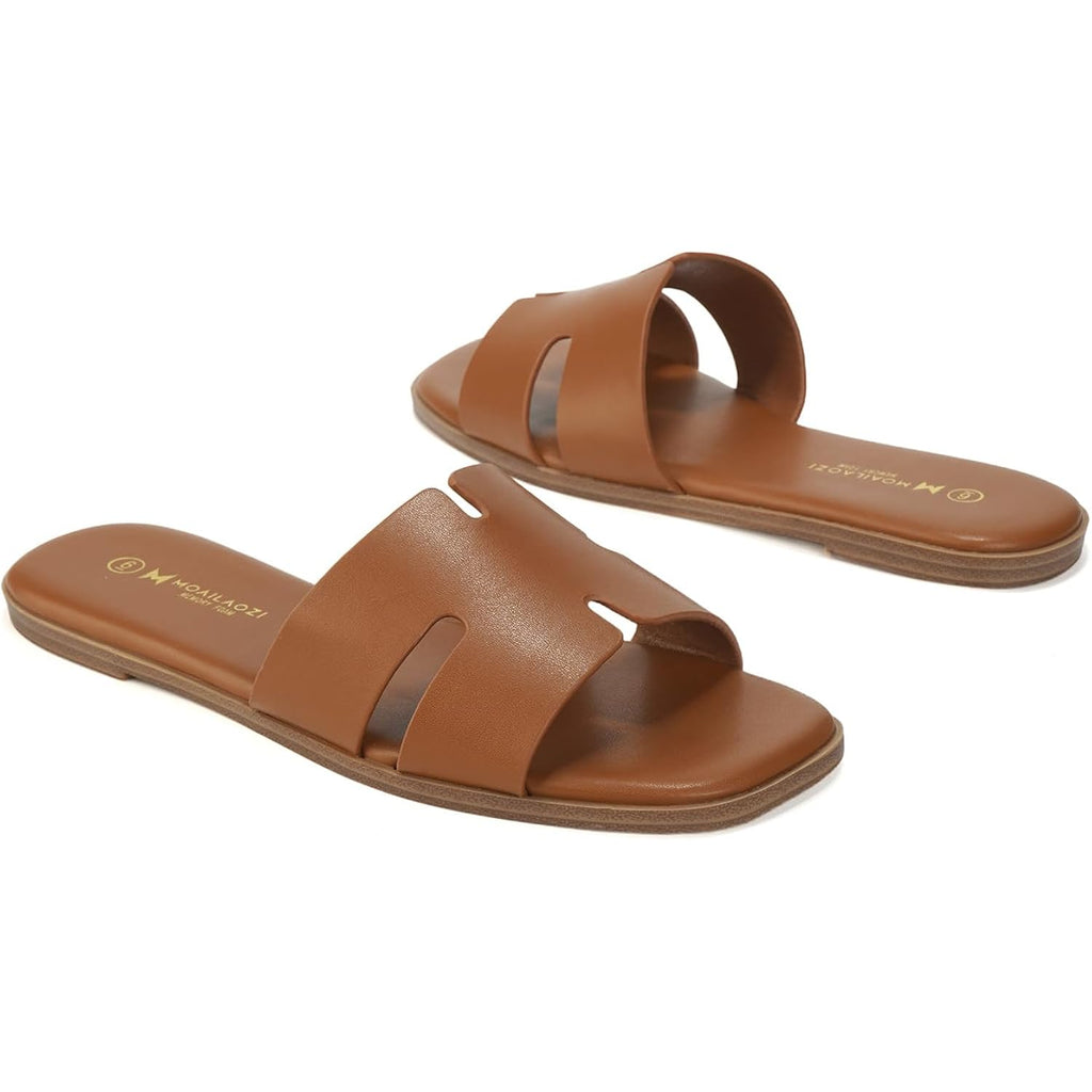Women'S Dressy Flat Sandals, Slip On Slide With Comfortable Memory Foam Support, Summer Beach Slide