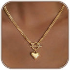 Airmb Heart Necklace for Women Gold/Silver Plated Trendy Heart Choker Lover Pendant Hypoallergenic Fashion Gold/Silver Necklace for Women Love Jewelry Gift for Women Girlfriend