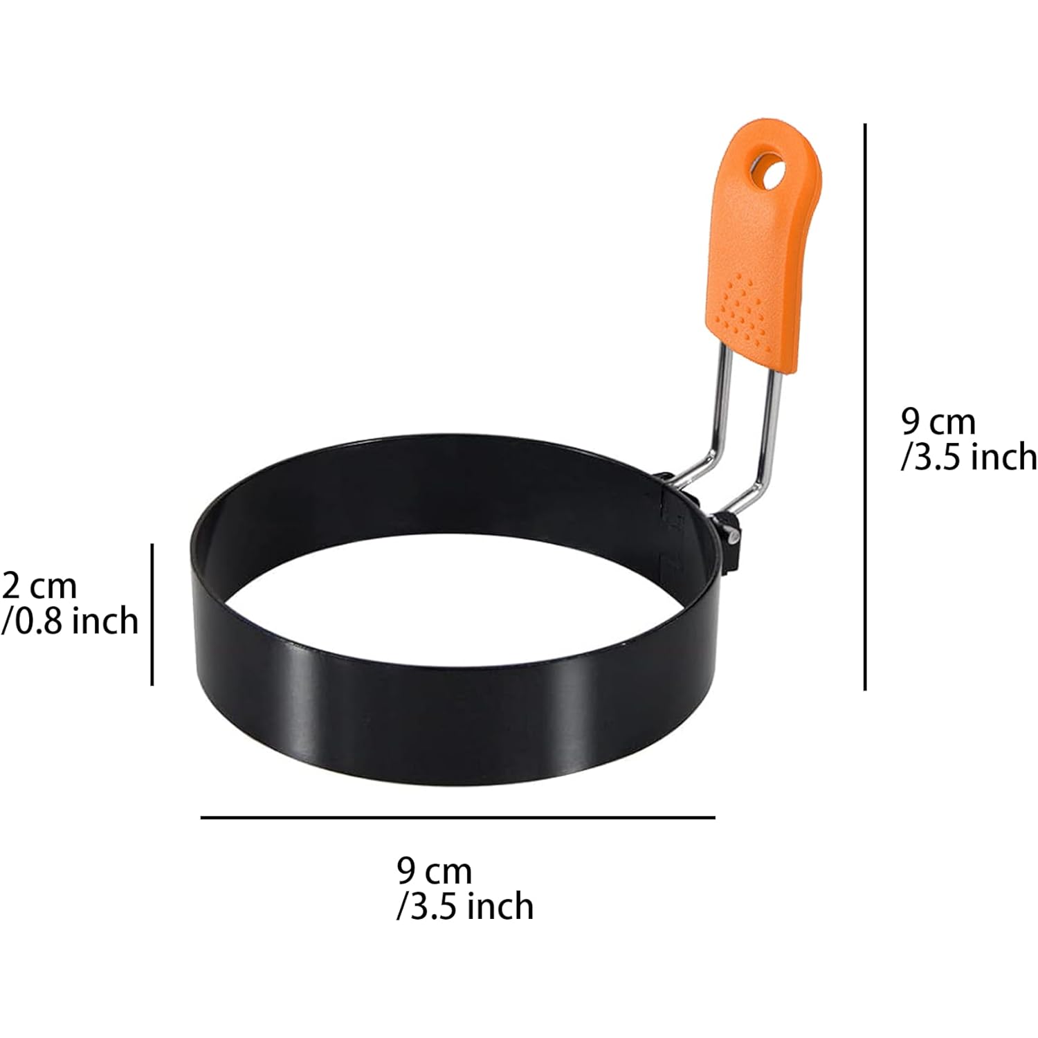 3.5" Egg Rings Set of 4 with Silicone Handle, Large Ring for Frying Eggs, Round Mold for English Muffins - Griddle Cooking Shaper for Indoor Camping Breakfast Sandwiches w/Silicone Oil Brush
