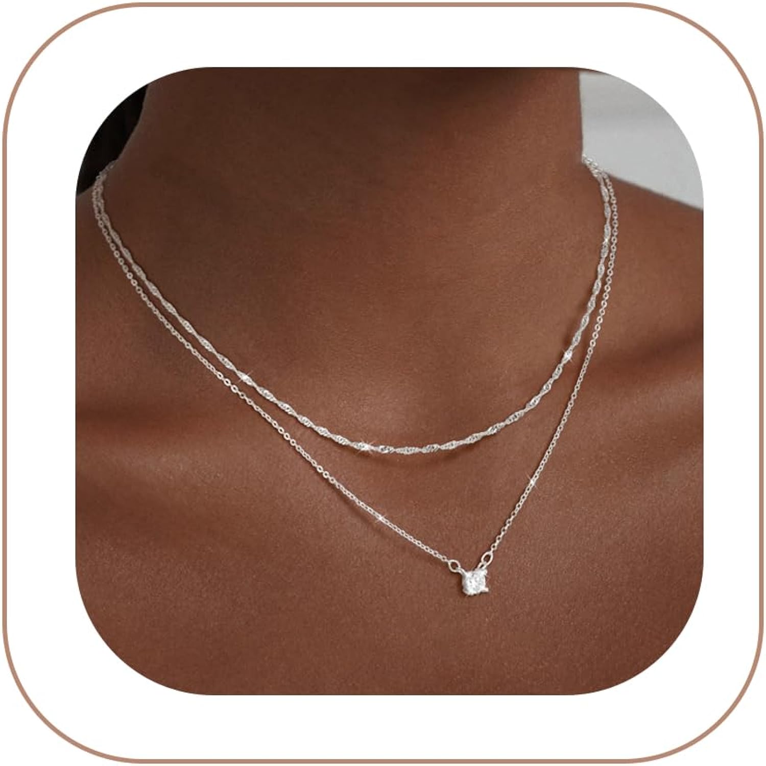 Pancert Gold Necklace for Women 14K Gold/Silver Plated Choker Diamond Necklace Set for Women Simple Dainty CZ Gold Chain Trendy Jewelry Accessories