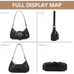 Y2K Trendy Purse For Women, Leather Buckle Punk Hobo Clutch Purses Bags For Ladies Top Handle Shoulder Bag