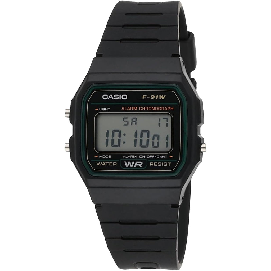 Casio F-91W-3Dg - Black Watch, Black/White, Strap