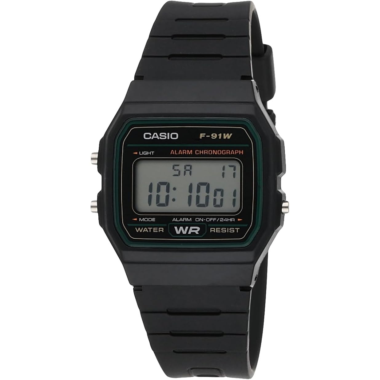 Casio F-91W-3Dg - Black Watch, Black/White, Strap