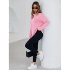 Tankaneo Womens Long Sleeve Oversized T Shirts Basic Crewneck Workout Tee Tops 2026 Fall Loose Fit Casual Y2K Clothes
