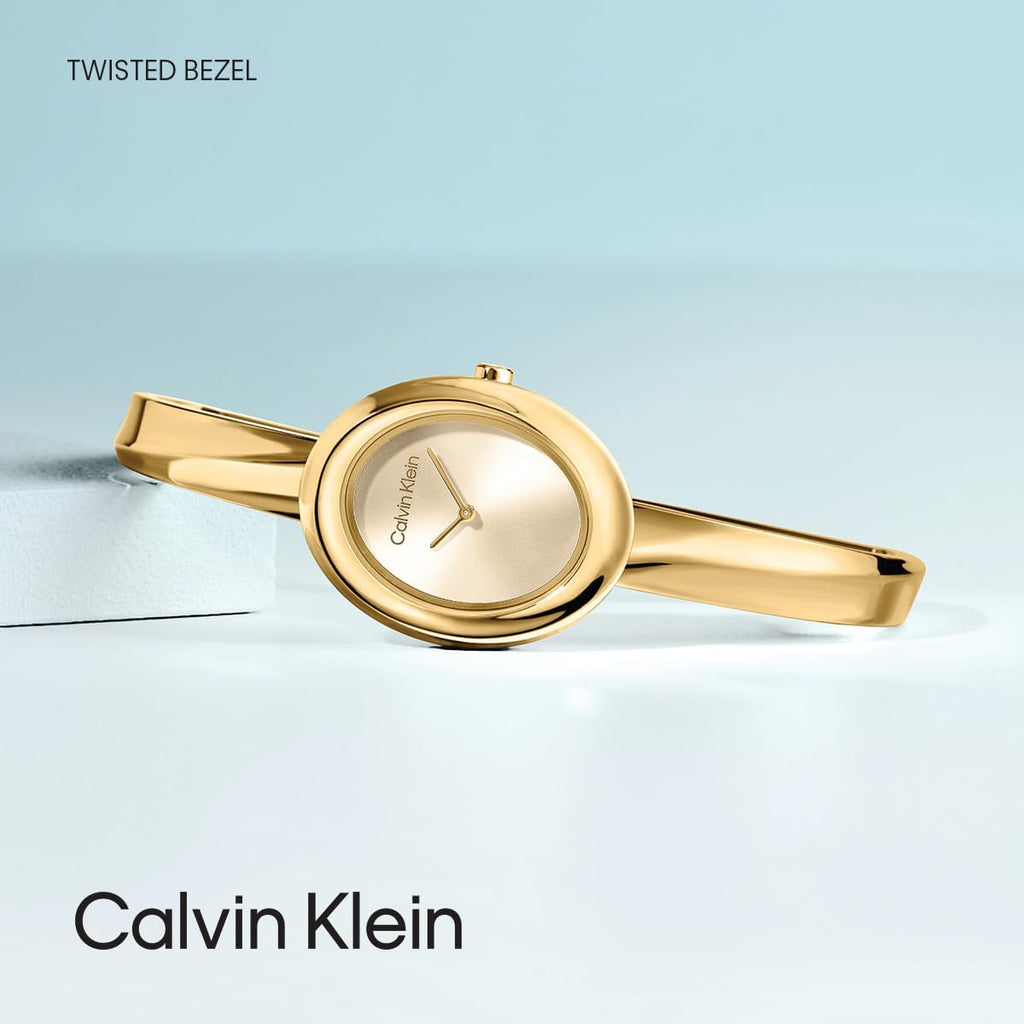 Calvin Klein Women'S Twisted Bezel - 24Mm 2H Quartz Watch - Adjustable Stainless Steel Bangle - Water Resistance 30 Meters – Premium Fashion For All Occasions - Gift For Her