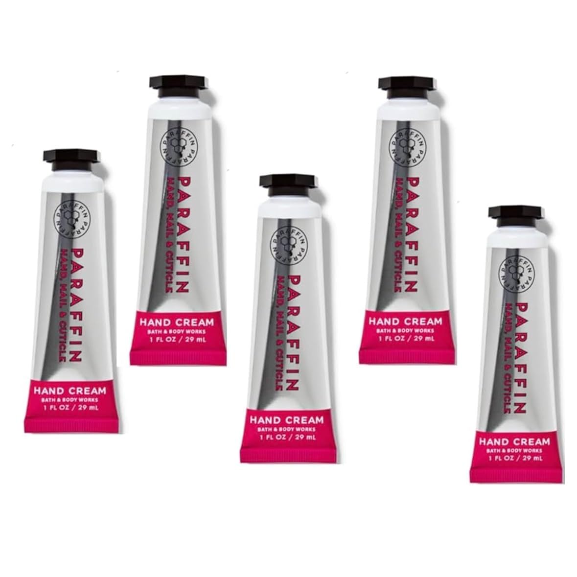 Bath & Body Works Paraffin Hand, Nail & Cuticle Hand Cream – 1 fl oz (29 mL) Tube – Pack of 5 – Paraffin · Avocado Oil · Shea Butter · Vitamin E