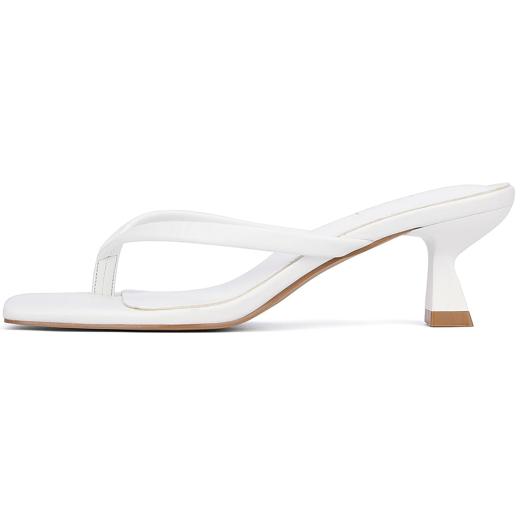 Kitten Flip Flop Thong Low Heels For Women Square Open Toe Slip On Heeled Sandals